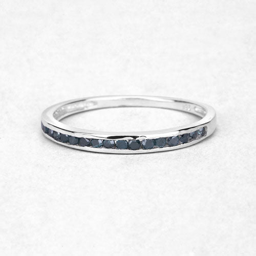 0.20 Carat Genuine Blue Diamond .925 Sterling Silver Ring