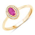 0.33 Carat Genuine Ruby and White Diamond 14K Yellow Gold Ring