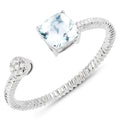 0.52 Carat Genuine Aquamarine and White Diamond 14K White Gold Ring