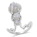2.79 Carat Genuine Labradorite And White Topaz .925 Sterling Silver Ring