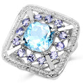 4.24 Carat Genuine Blue Topaz and Tanzanite .925 Sterling Silver Ring