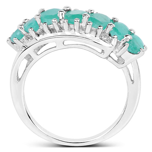 1.64 Carat Genuine Emerald Sterling Silver Ring