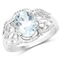 1.50 Carat Genuine Aquamarine .925 Sterling Silver Ring