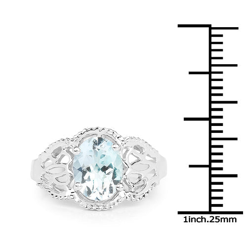 1.50 Carat Genuine Aquamarine .925 Sterling Silver Ring