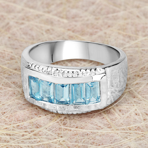 1.75 Carat Genuine Blue Topaz .925 Sterling Silver Ring