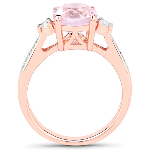 2.73 Carat Genuine Kunzite and White Topaz .925 Sterling Silver Ring