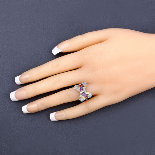 1.18 Carat Genuine Multi Stones .925 Sterling Silver Ring