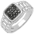 0.22 Carat Genuine Black Diamond .925 Sterling Silver Ring