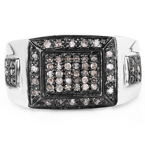 0.52 Carat Genuine Champagne Diamond .925 Sterling Silver Ring