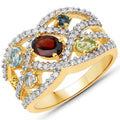 1.76 Carat Genuine Multi Stones .925 Sterling Silver Ring