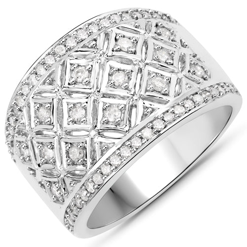 0.52 Carat Genuine White Diamond .925 Sterling Silver Ring