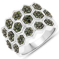 0.75 Carat Genuine Green Diamond .925 Sterling Silver Ring