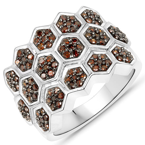 0.75 Carat Genuine Red Diamond .925 Sterling Silver Ring
