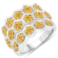 0.75 Carat Genuine Yellow Diamond .925 Sterling Silver Ring