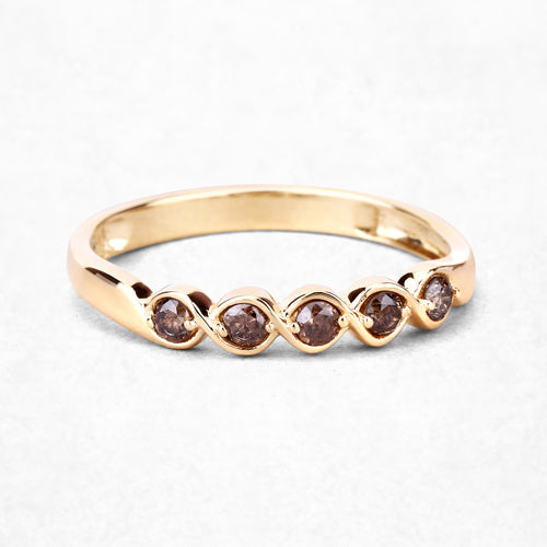 0.19 Carat Genuine Champagne Diamond 14K Yellow Gold Ring (I1-I2)