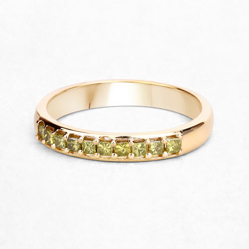0.27 Carat Genuine Yellow Diamond 14K Yellow Gold Ring (SI1-SI2)