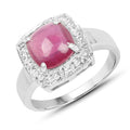 3.31 Carat Glass Filled Ruby and White Topaz .925 Sterling Silver Ring
