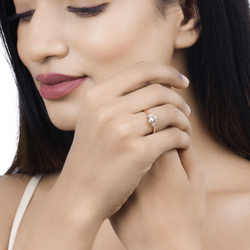 0.46 Carat Genuine Morganite and White Diamond 14K Rose Gold Ring