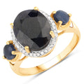 "5.13 Carat Dyed Sapphire, Blue Sapphire and White Diamond .925 Sterling Silver Ring