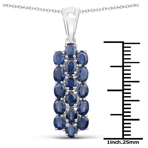 10.40 Carat Genuine Blue Sapphire .925 Sterling Silver 3 Piece Jewelry Set (Ring, Earrings, and Pendant w/ Chain)