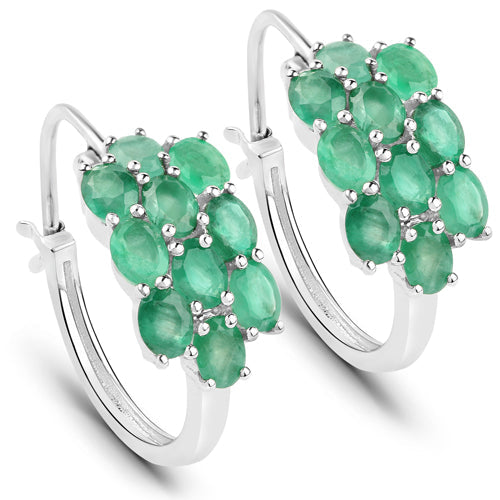 7.80 Carat Genuine Zambian Emerald .925 Sterling Silver 3 Piece Jewelry Set (Ring, Earrings, and Pendant w/ Chain)