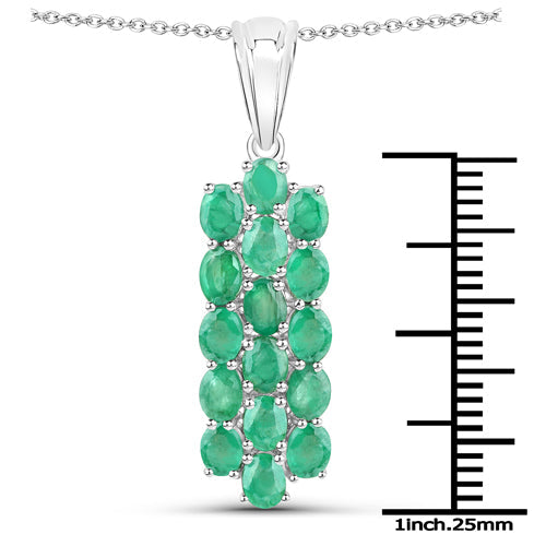 7.80 Carat Genuine Zambian Emerald .925 Sterling Silver 3 Piece Jewelry Set (Ring, Earrings, and Pendant w/ Chain)