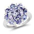 3.37 Carat Genuine Tanzanite and White Topaz .925 Sterling Silver Ring
