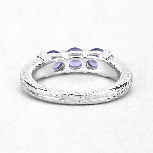 1.11 Carat Genuine Tanzanite .925 Sterling Silver Ring
