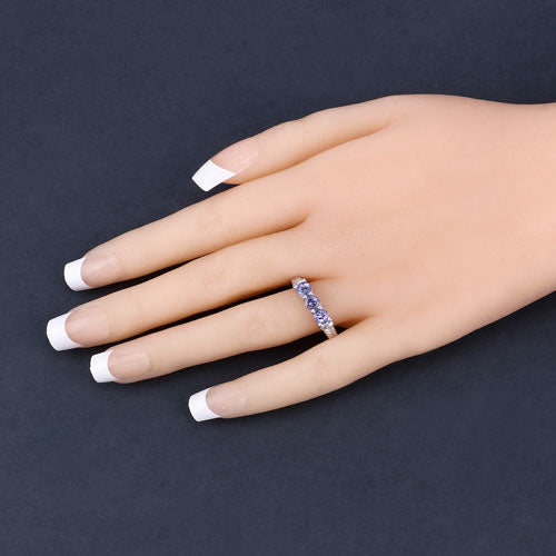 1.11 Carat Genuine Tanzanite .925 Sterling Silver Ring