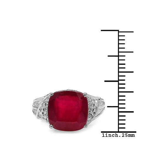 4.20 ct. t.w. Glass Filled Ruby and White Topaz Ring in Sterling Silver