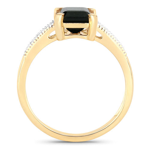 1.91 Carat Genuine Green Tourmaline and White Diamond 14K Yellow Gold Ring