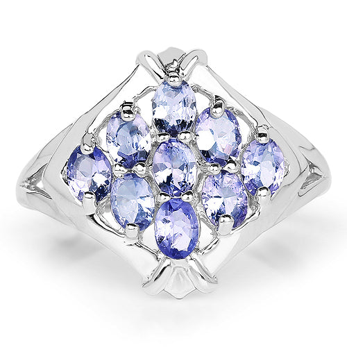 1.53 Carat Genuine Tanzanite .925 Sterling Silver Ring