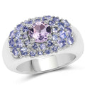 2.43 Carat Genuine Amethyst and Tanzanite .925 Sterling Silver Ring