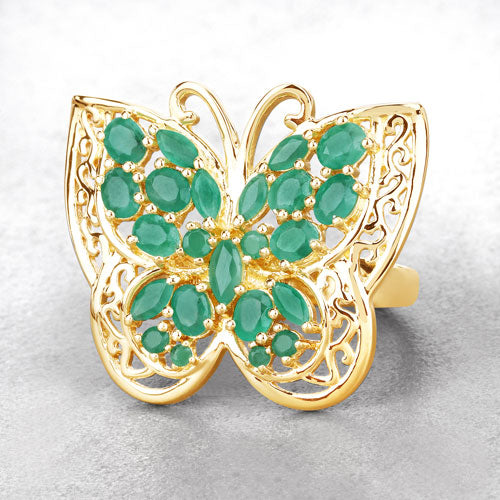 2.09 Carat Genuine Emerald .925 Sterling Silver Ring