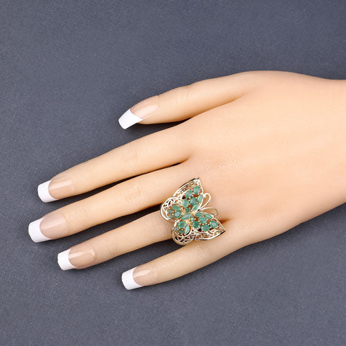 2.09 Carat Genuine Emerald .925 Sterling Silver Ring