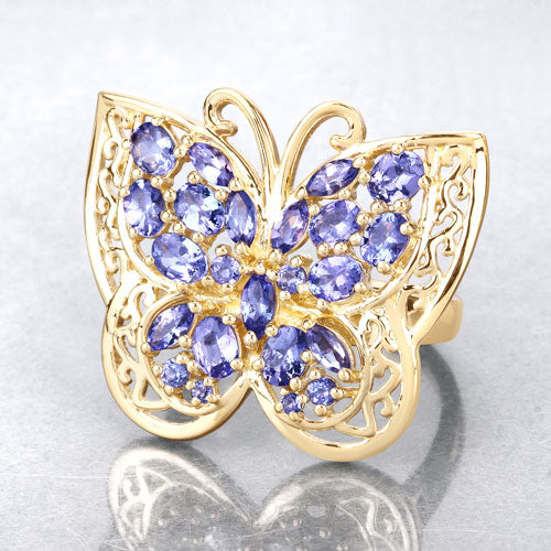 2.50 Carat Genuine Tanzanite .925 Sterling Silver Ring