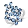 3.40 Carat Genuine Blue Sapphire .925 Sterling Silver Ring