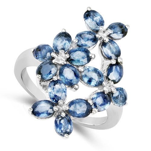 3.40 Carat Genuine Blue Sapphire .925 Sterling Silver Ring