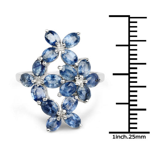 3.40 Carat Genuine Blue Sapphire .925 Sterling Silver Ring