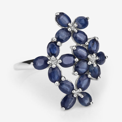 3.40 Carat Genuine Blue Sapphire .925 Sterling Silver Ring
