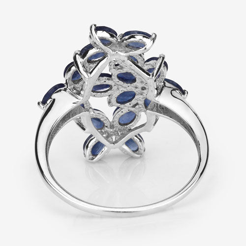 3.40 Carat Genuine Blue Sapphire .925 Sterling Silver Ring