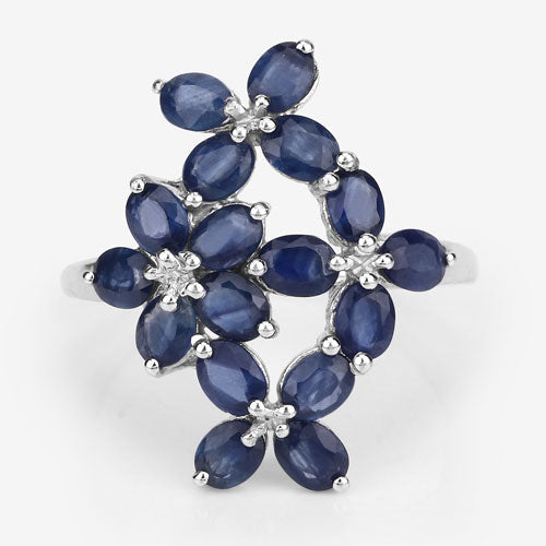 3.40 Carat Genuine Blue Sapphire .925 Sterling Silver Ring