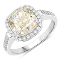 IGI Certified 4.02 Carat Genuine Light Yellow Diamond Center and 0.36cttw White Diamond 18K White Gold Ring (4.38cttw)