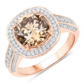 IGI Certified 3.01 Carat Genuine Brown Diamond Center and 0.52cttw White Diamond 18K Rose Gold Ring (3.53cttw)