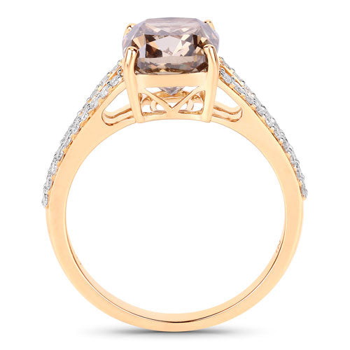 IGI Certified 3.03 Carat Genuine Brown Diamond Center and 0.32cttw White Diamond 18K Yellow Gold Ring (3.35cttw)