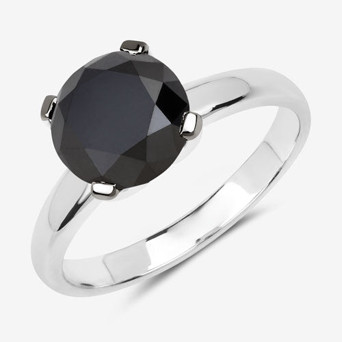 3.00 Carat Genuine Black Diamond 14K White Gold Ring