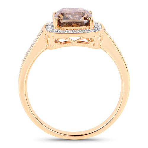 IGI Certified 2.19 Carat Genuine Brown Diamond Center and 0.36cttw White Diamond 18K Yellow Gold Ring (2.55cttw)