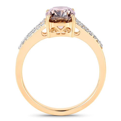 IGI Certified 2.02 Carat Genuine Brown Diamond Center and 0.22cttw White Diamond 18K Yellow Gold Ring (2.24cttw)
