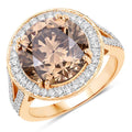 IGI Certified 7.07 Carat Genuine Brown Diamond Center and 0.64cttw White Diamond 18K Yellow Gold Ring (7.71cttw)