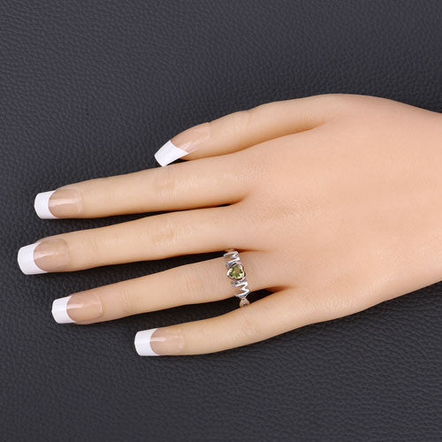 0.44 Carat Genuine Peridot .925 Sterling Silver Ring